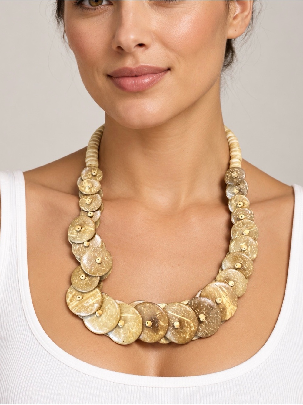 Boho chunky coconut shell  necklace